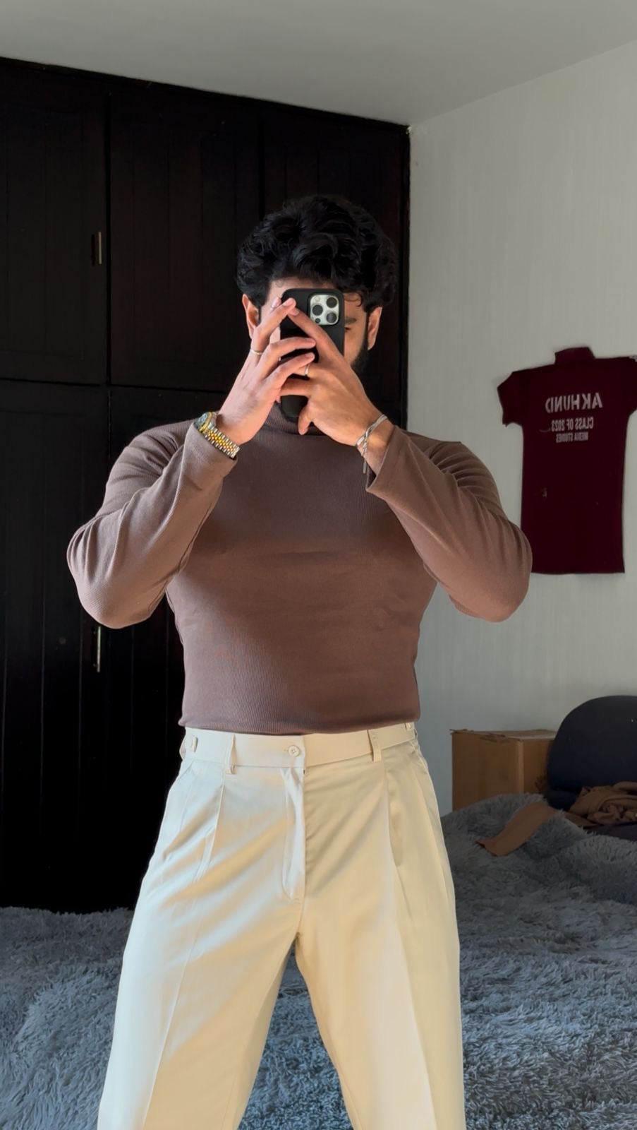 Brown High Neck Sweater