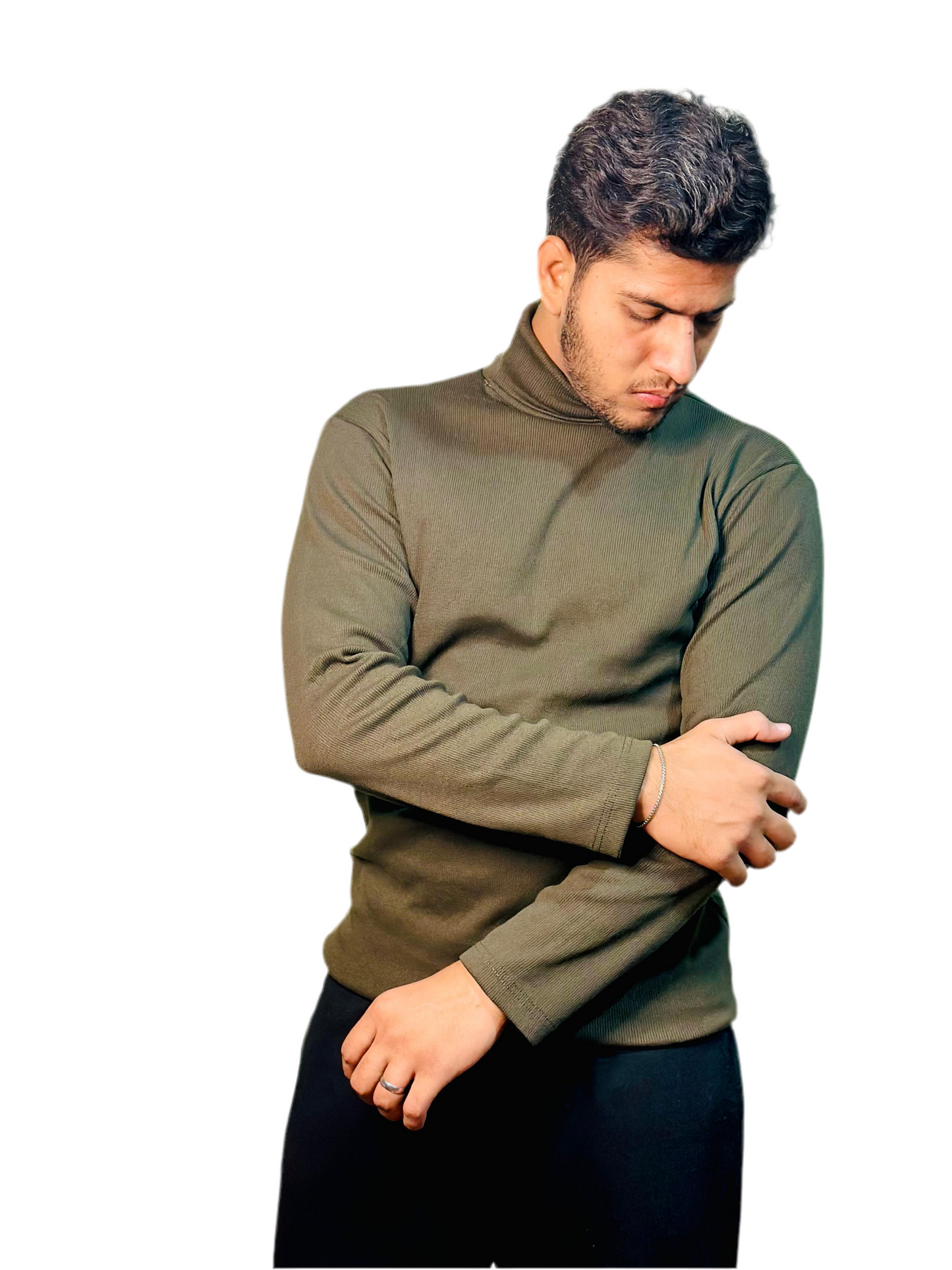 Olive Green High Neck Sweater