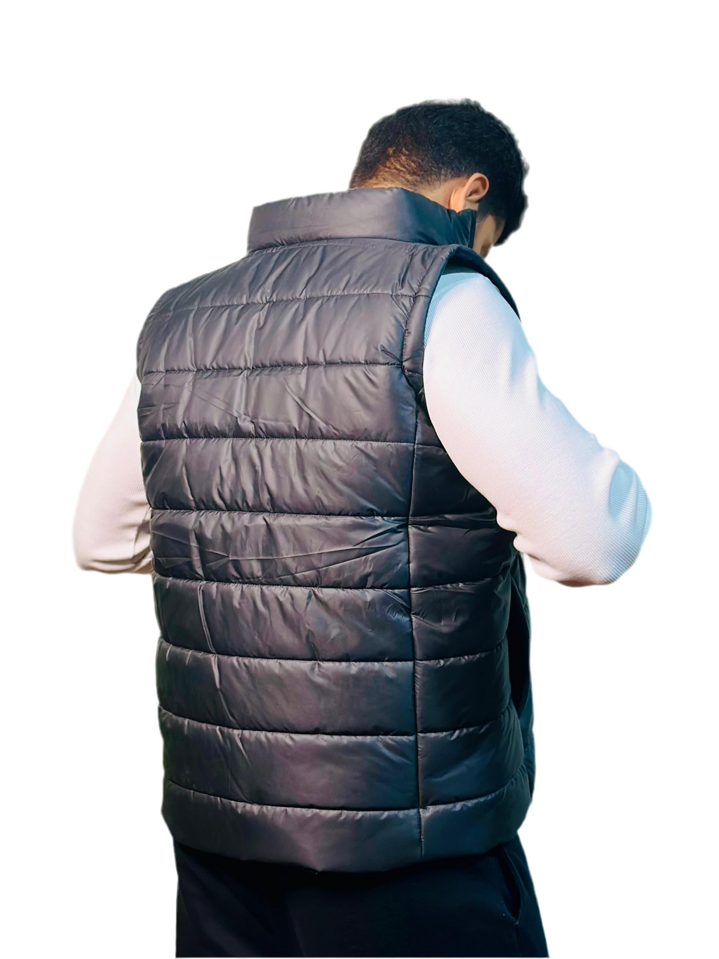 Unisex Black Sleeveless Puffer Jacket