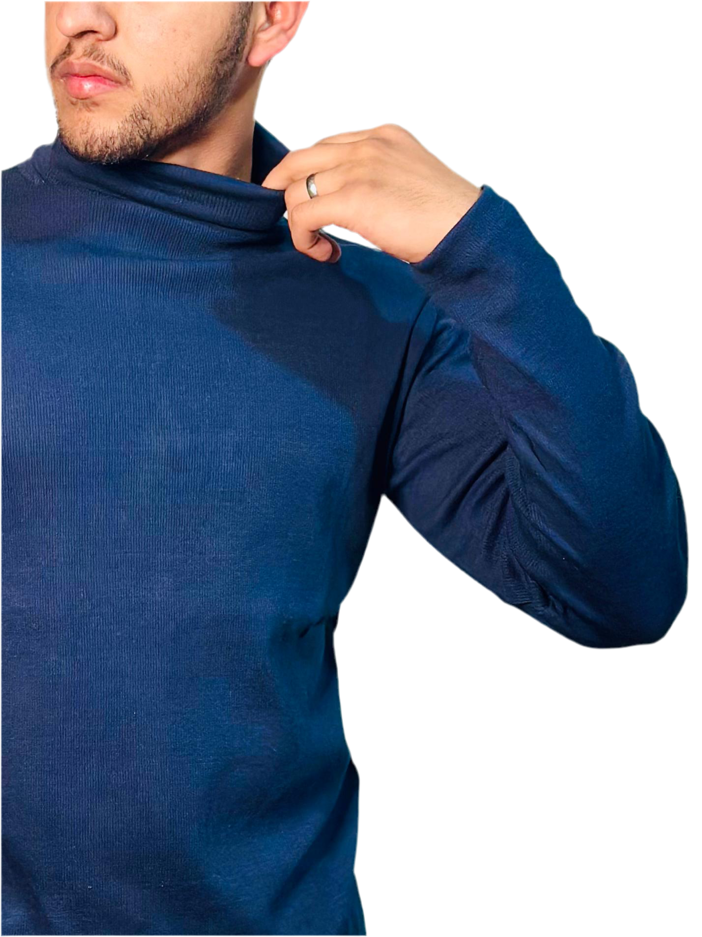 Navy Blue High Neck Sweater