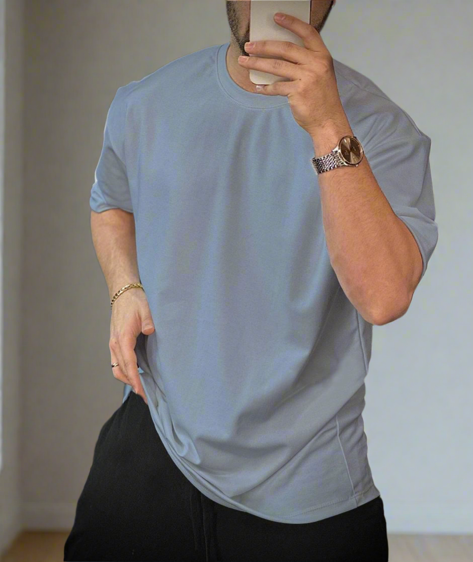 Grey Drop-Shoulder T-shirt
