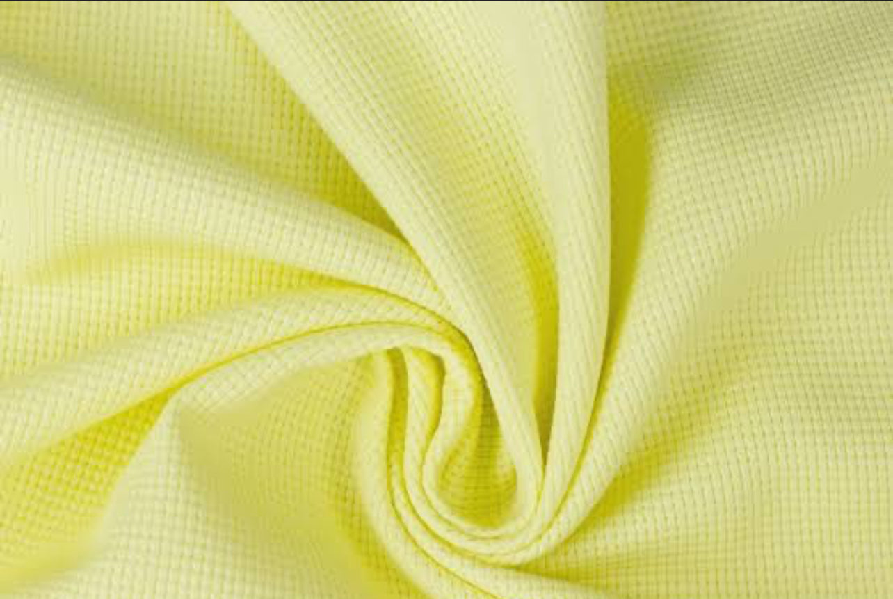 Lemon Yellow Waffle Knit Straight Trousers