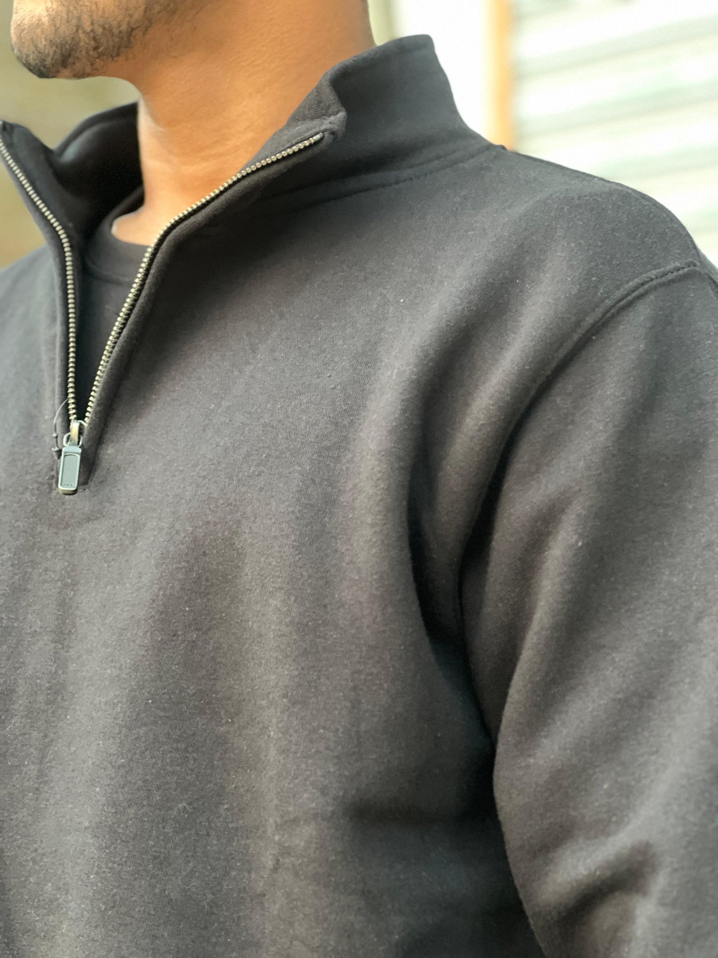 Black Half Zip Mock Neck Sweater