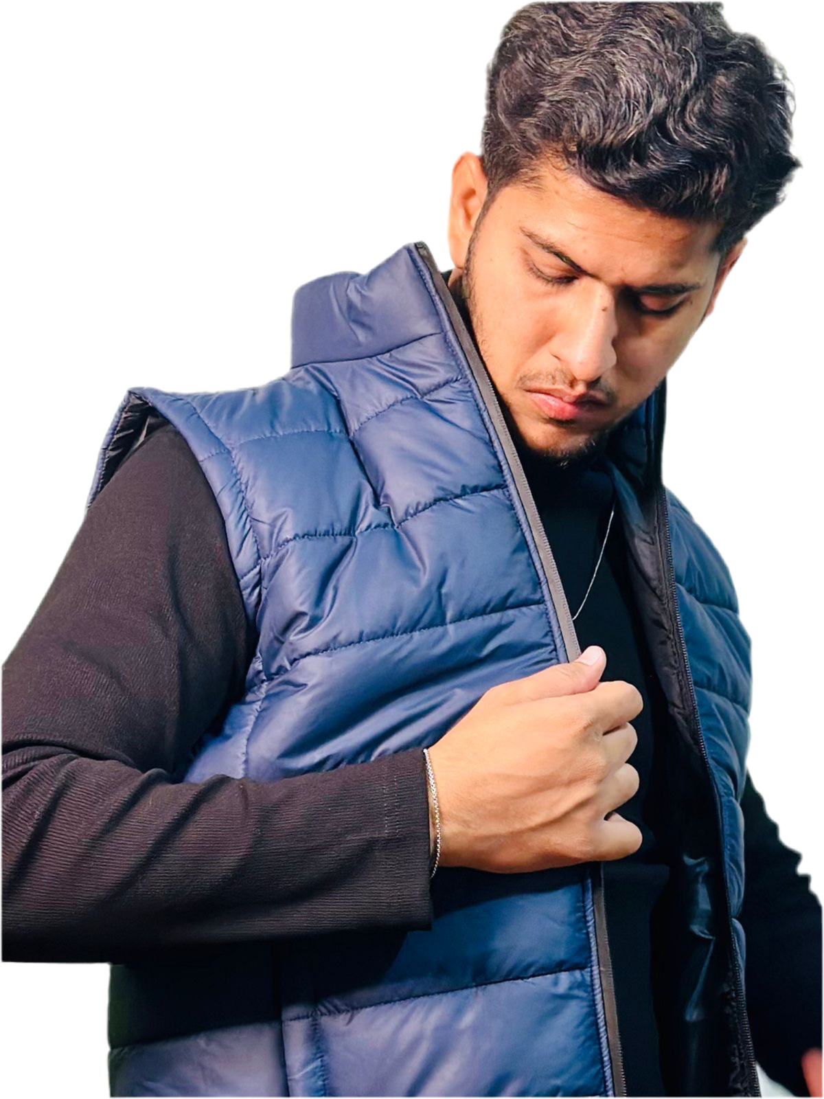 Unisex Navy Blue Sleeveless Puffer Jacket