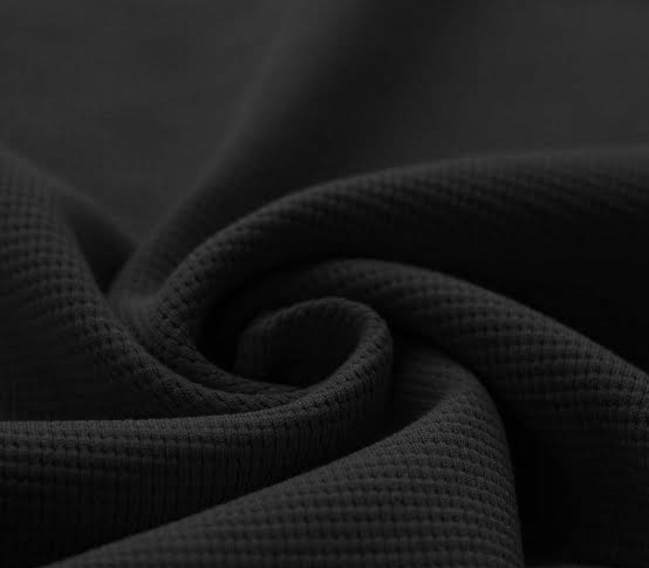 Black Waffle Knit Straight Trousers