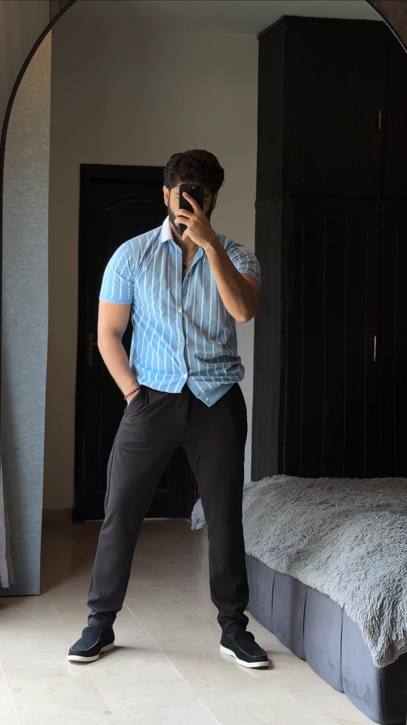 Aqua Old Money Lining Shirt