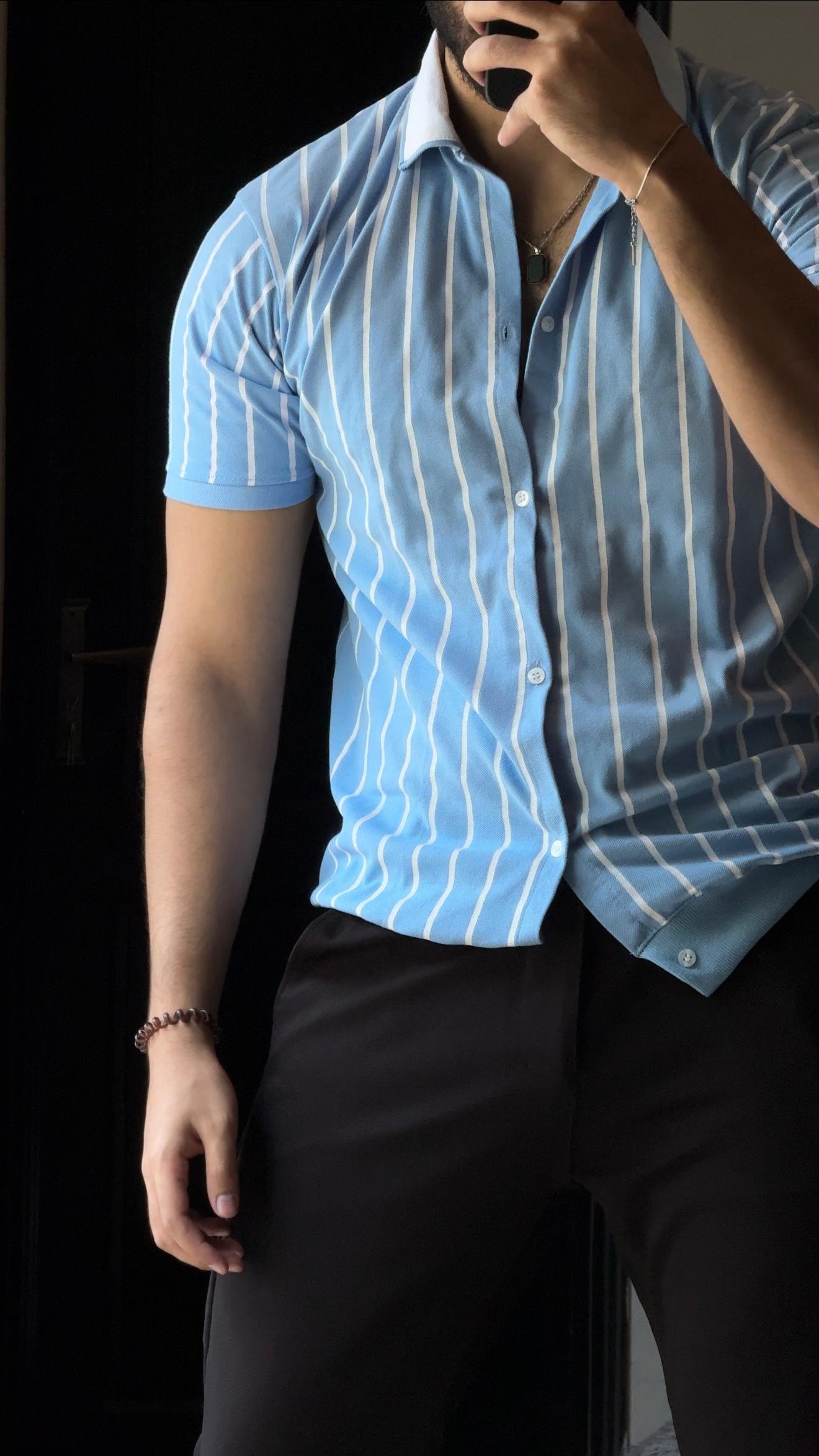 Aqua Old Money Lining Shirt