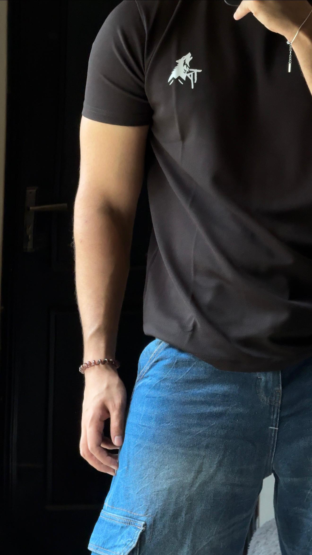 Black Popcorn Textured T-shirt