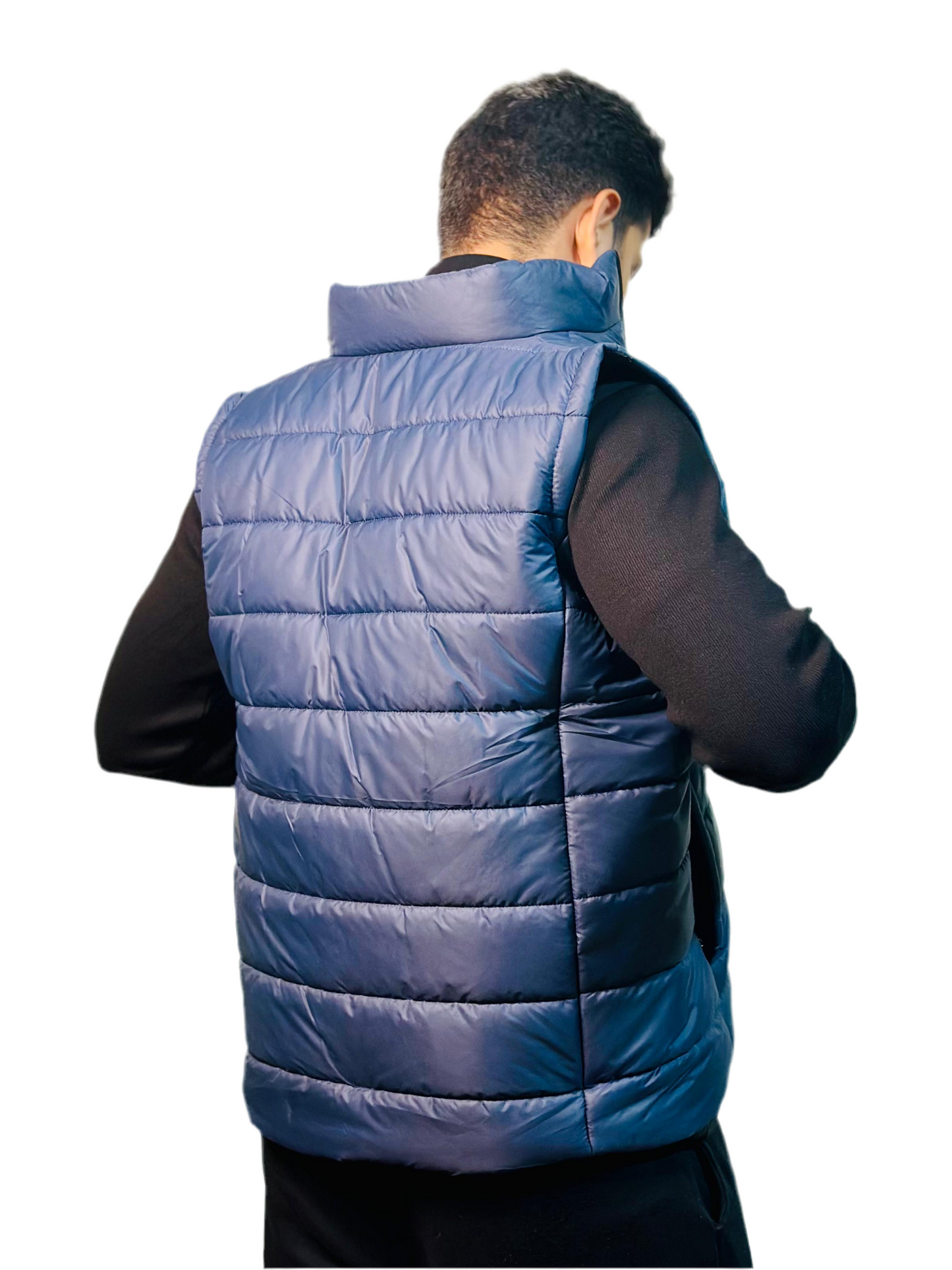 Unisex Navy Blue Sleeveless Puffer Jacket