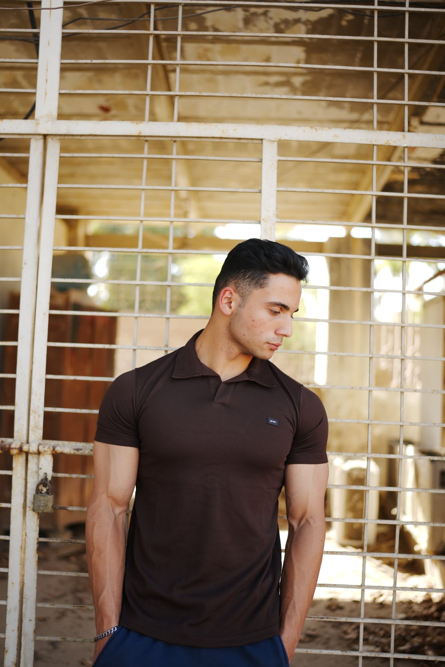 Brown Waffle Knit Polo
