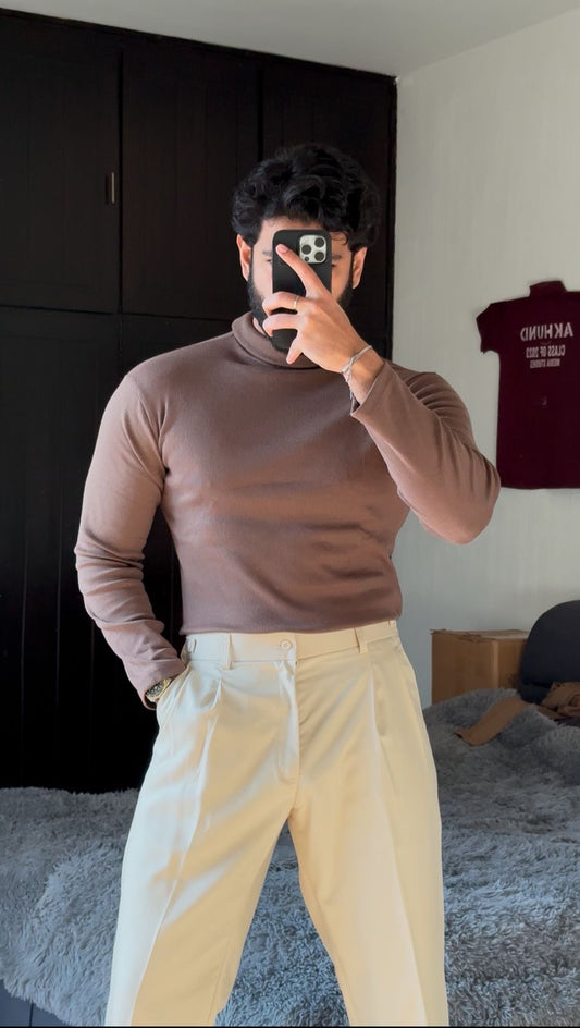 Brown High Neck Sweater