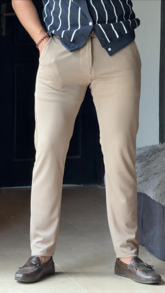 Beige Stretchable Chino