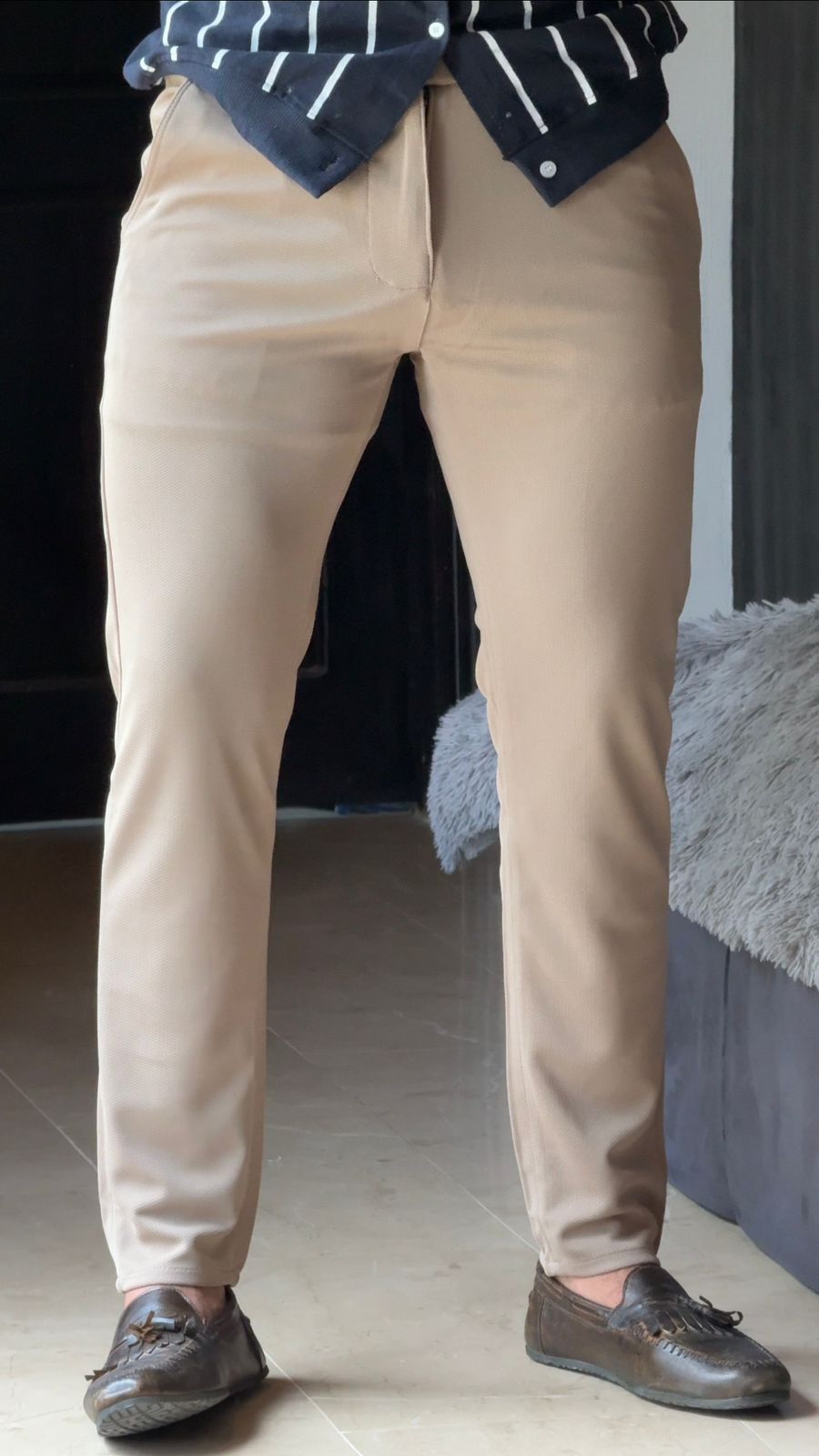 Beige Stretchable Chino