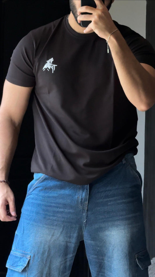 Black Popcorn Textured T-shirt