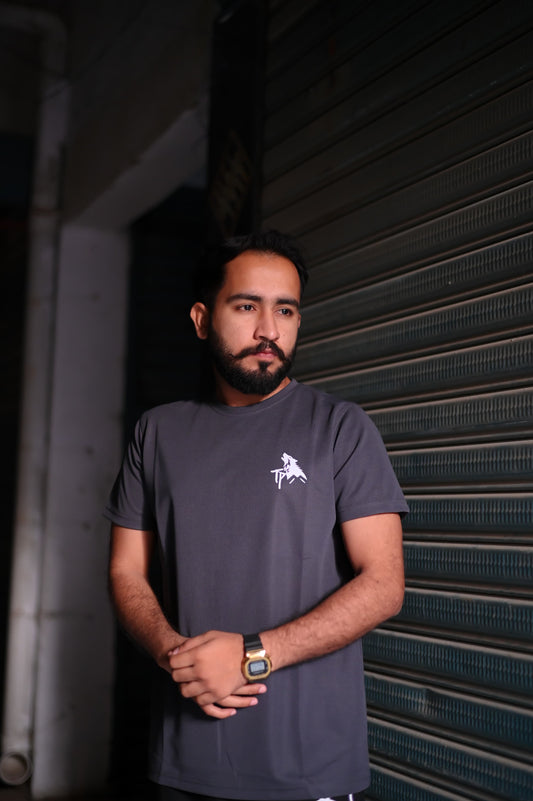 Charcoal Grey Popcorn Textured T-shirt