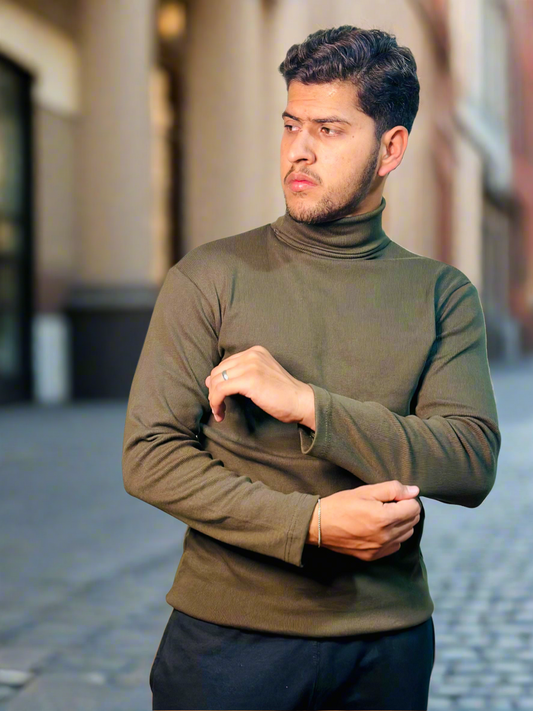 Olive Green High Neck Sweater