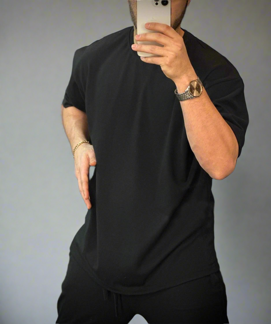 Black Drop-Shoulder T-Shirt