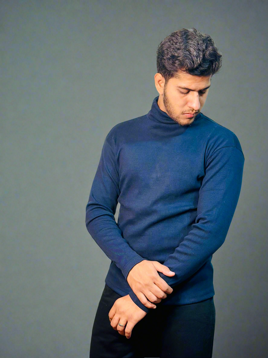 Navy Blue High Neck Sweater