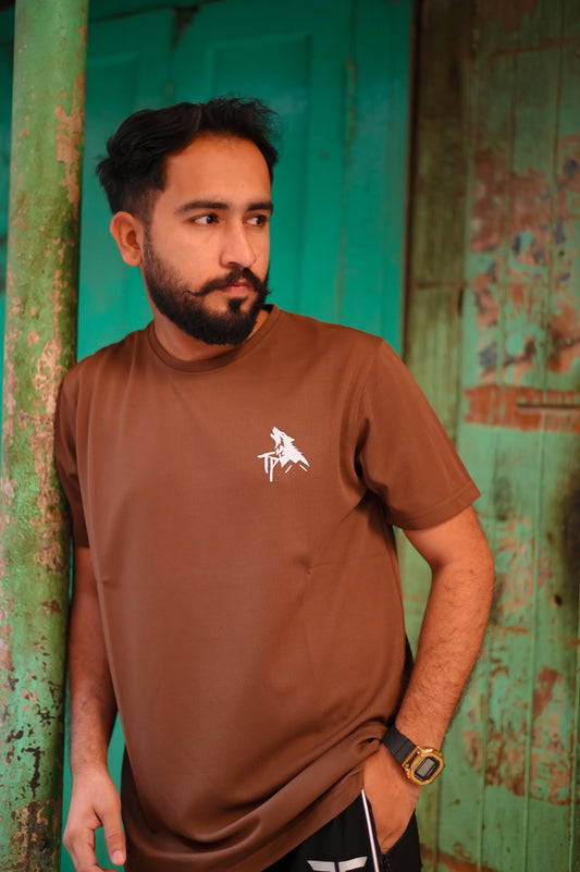 Brown Popcorn Textured T-shirt