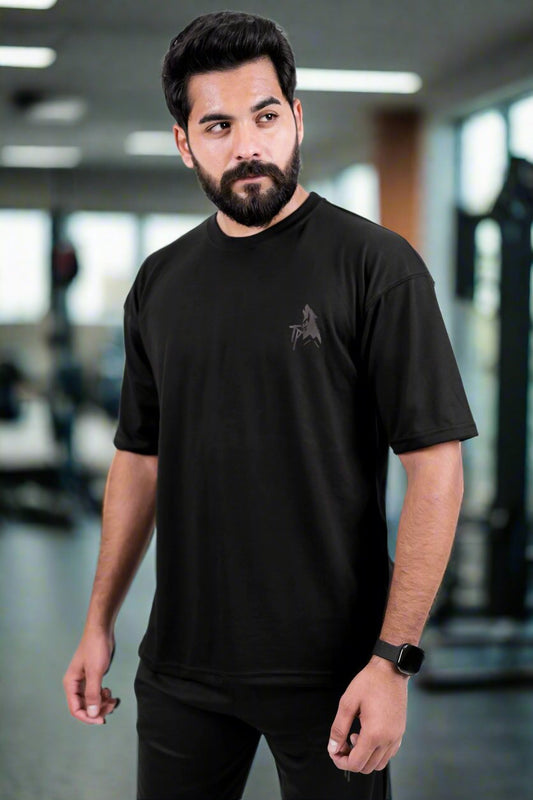 Black Drop-Shoulder T-Shirt - Comfort & Effortless Style The Polo Magician